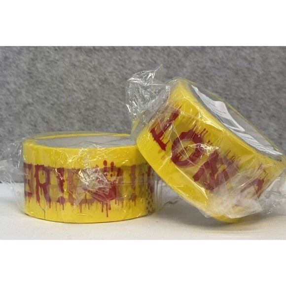 Lot of 2 Rolls Halloween Bloody Do Not Enter Decor Yellow Caution Tape - Picture 5 of 12